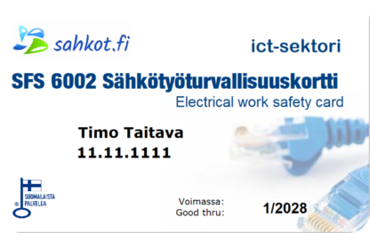 ICT alan sähkötyöturvallisuuskortti