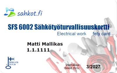 S&auml;hk&ouml;ty&ouml;turvallisuuskortti &ndash; milloin se tarvitaan ja kenelle SFS 6002 -koulutus on tarkoitettu?